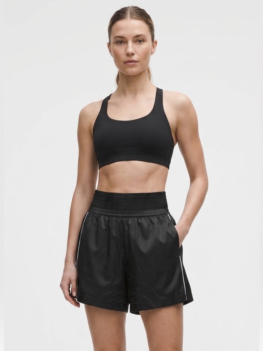Lululemon Stretch Satin Nylon Super-High-Rise Short 5" in black Size XS - Picture 7 of 16